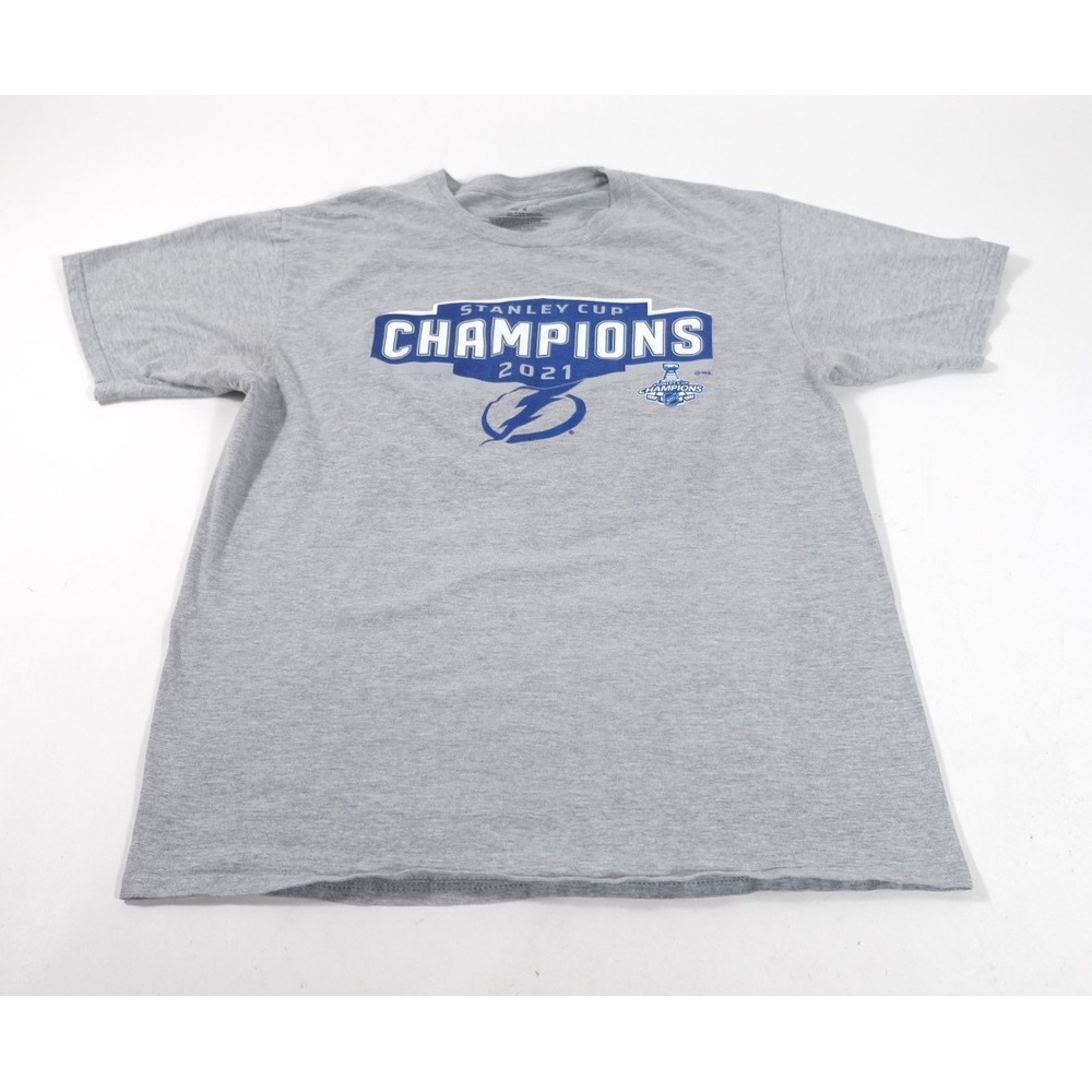 Fanatics T-Shirt Mens M Gray Tampa Bay Lightning 2021 Stanley Cup Champions NHL